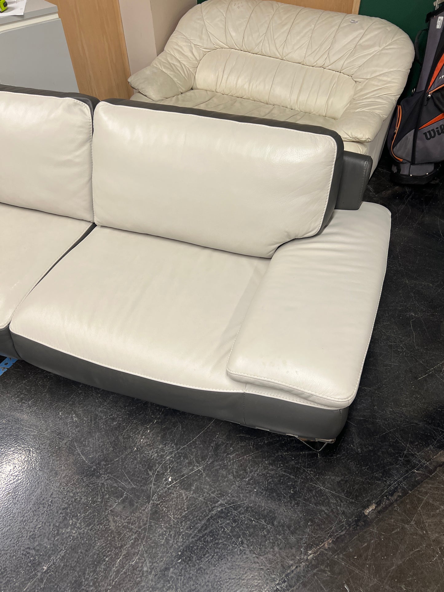 Modern Two-Tone Leather Sofa