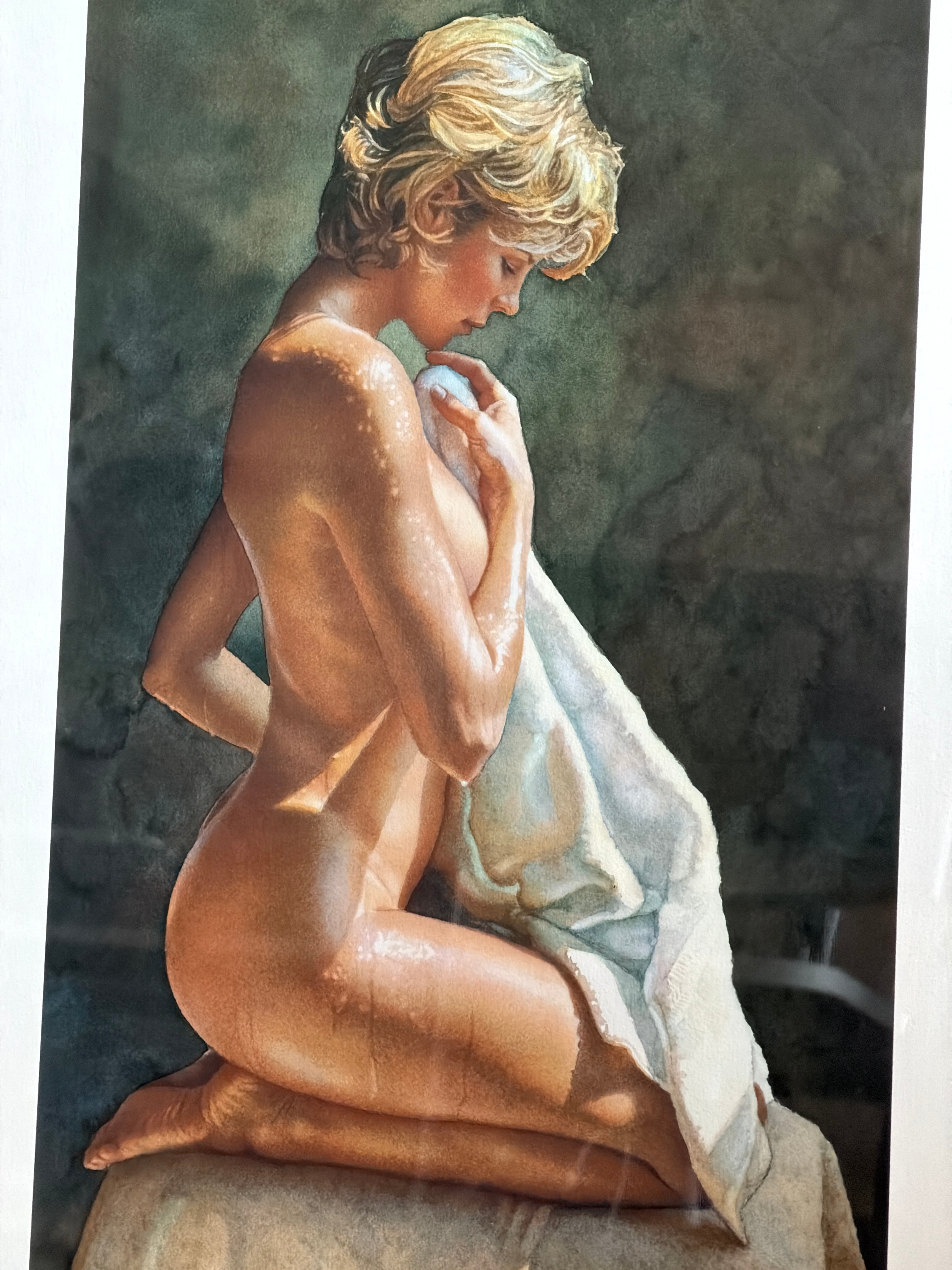 Steve Hanks Signed Framed Figurative Nude Artwork Print with Multi-Layered Matting AP 11/30