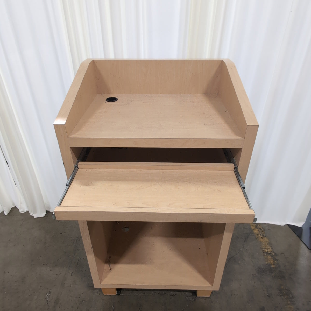 Light Wood Lectern with Storage Shelves