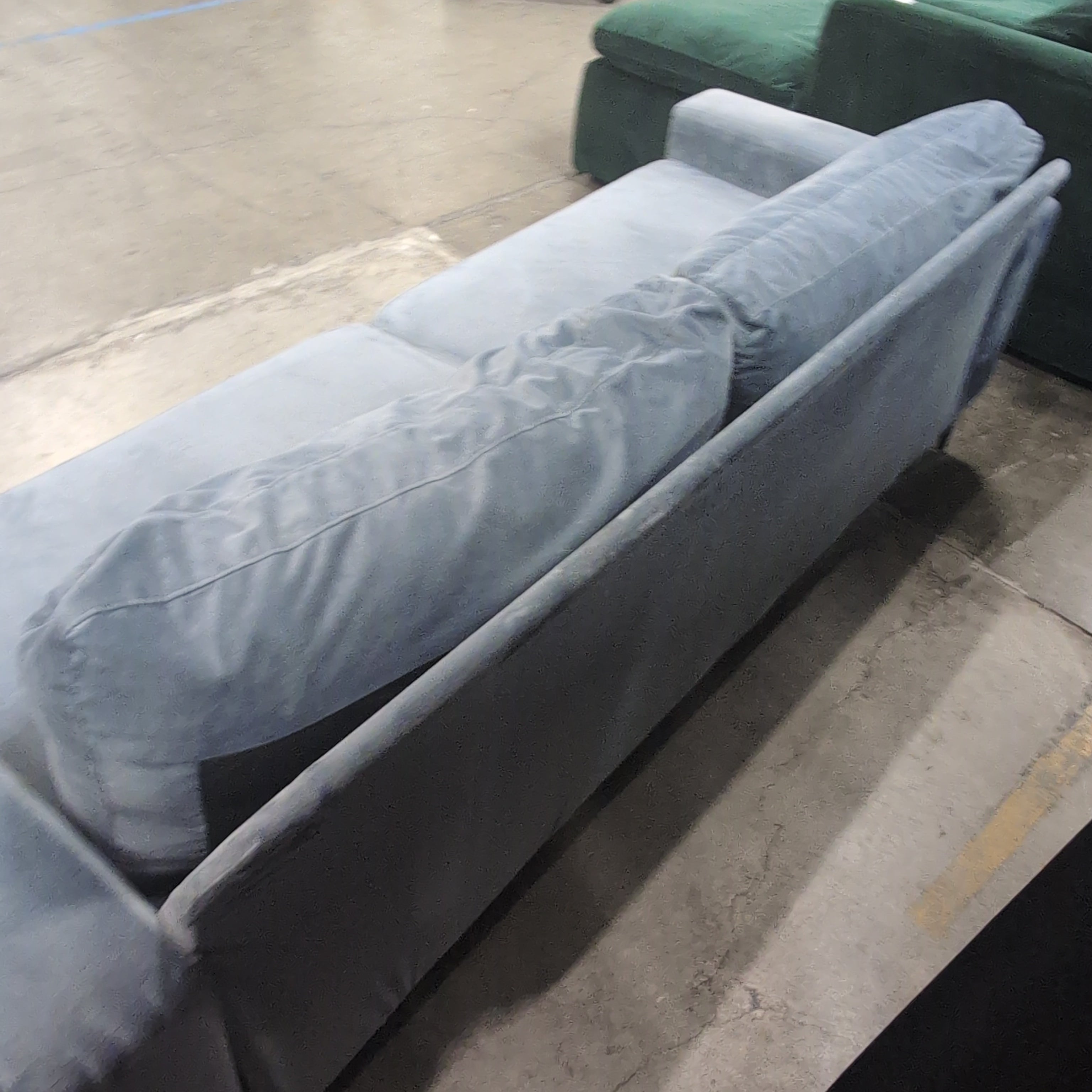 Grey Velvet Track Arm Couch
