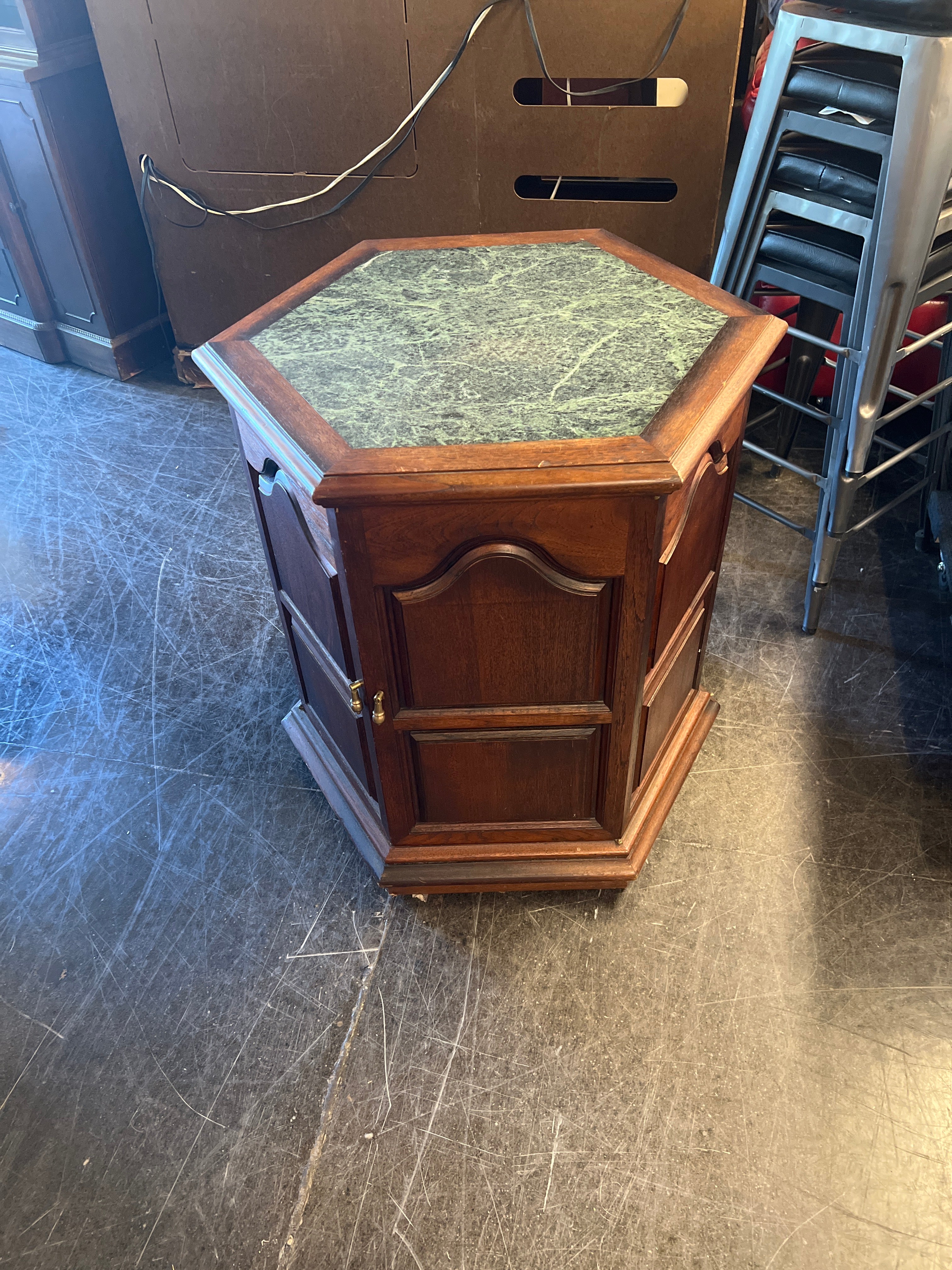 Tall Coffee Table with Green Marble Top
