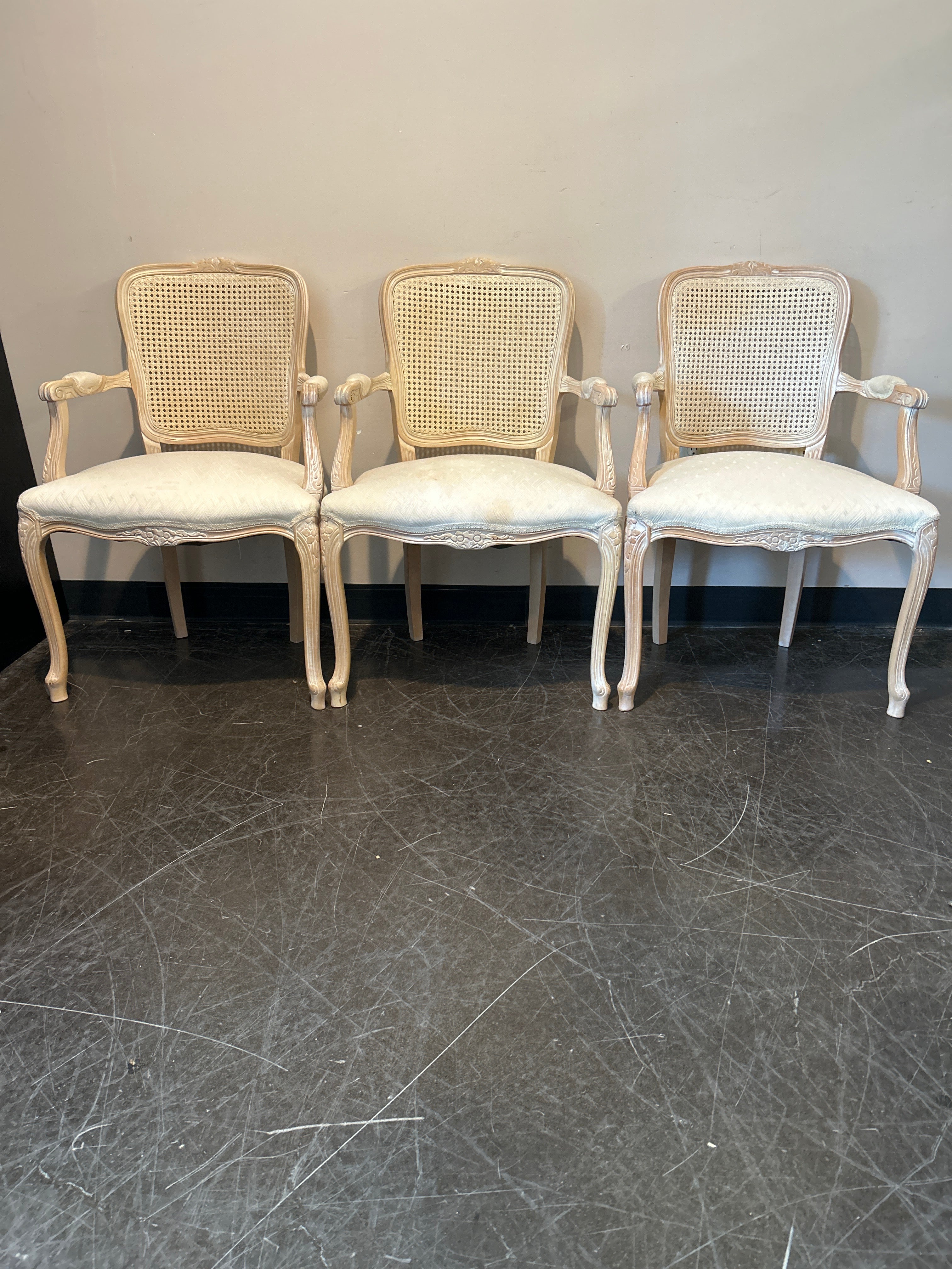 Rosalco Italian-Made French Provincial Cane Back Armchair – Cream Upholstery