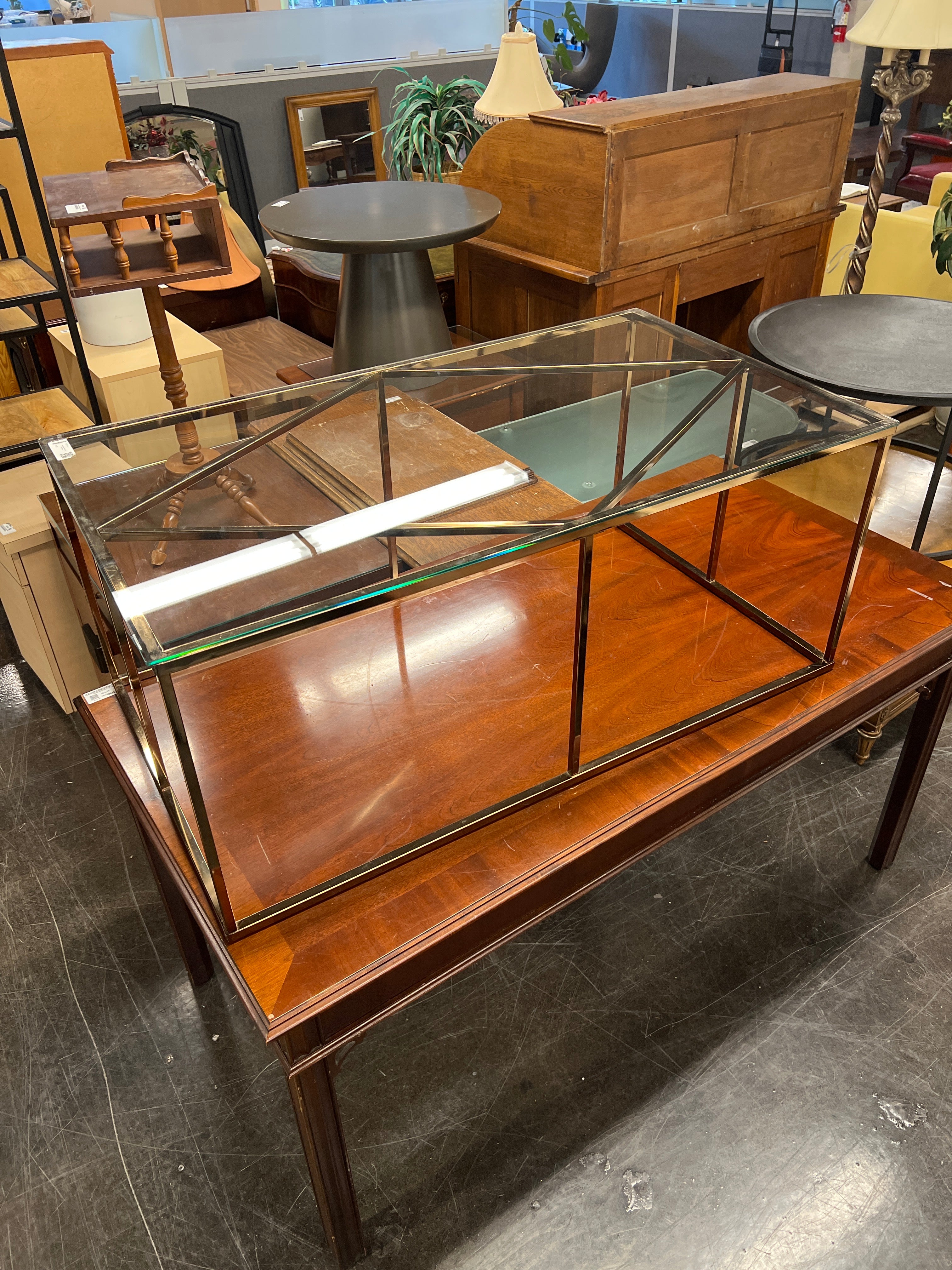 Glass Coffee Table with Gold Base