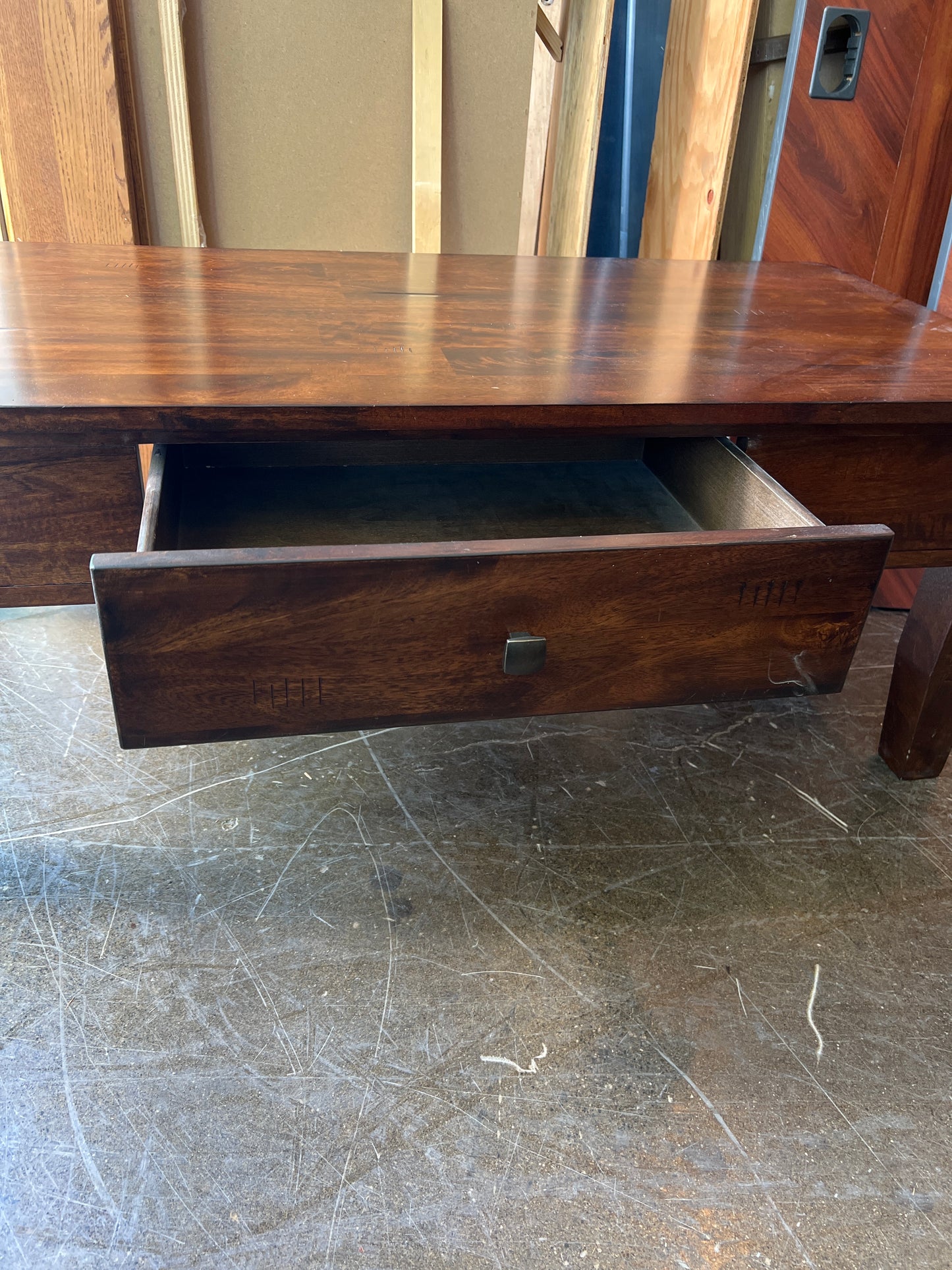 Dark Wood Coffee Table with Drawer