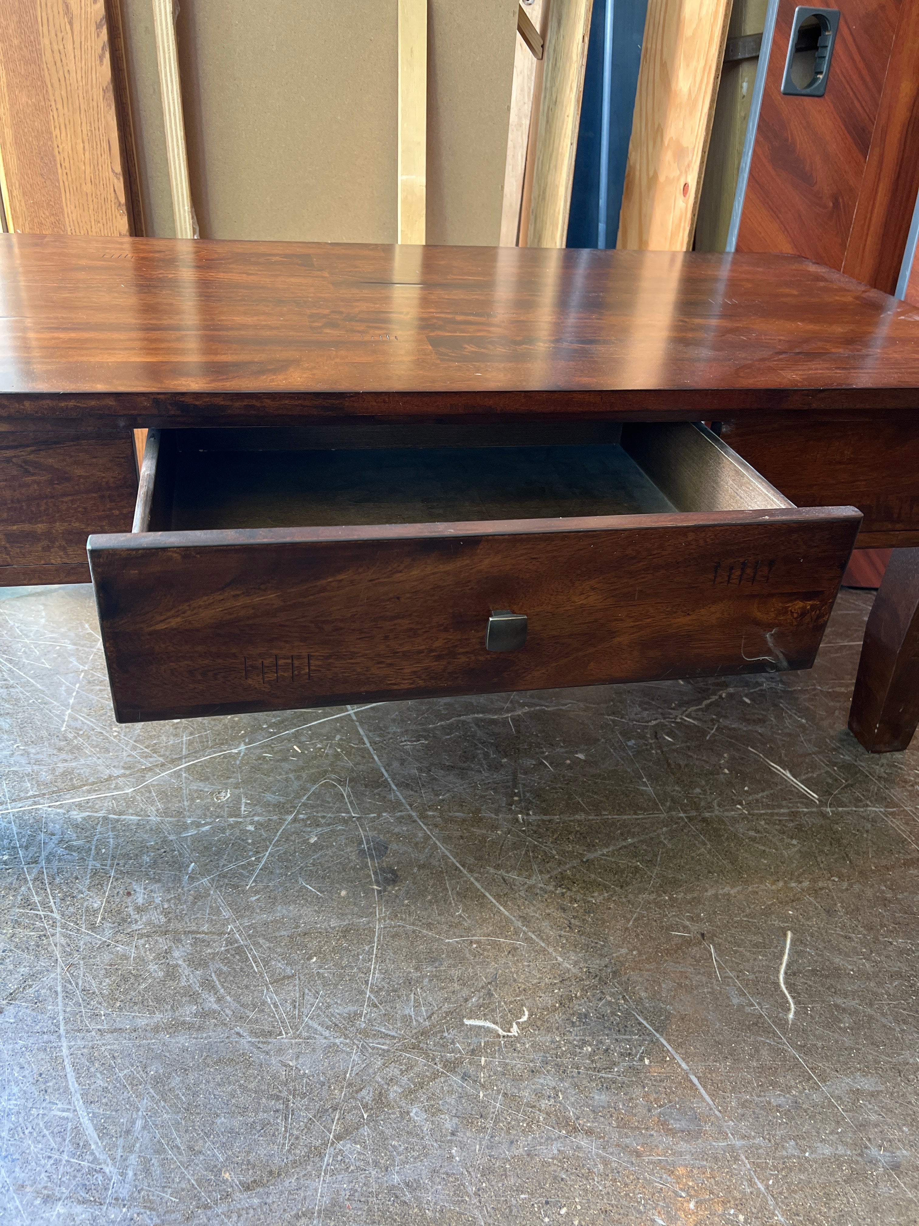 Dark Wood Coffee Table with Drawer