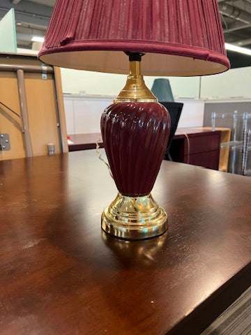 Burgundy Accent Lamp with Gold Accent