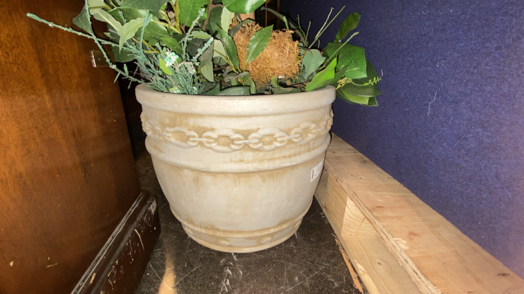 Tall Faux Rubber Tree in Ceramic Planter