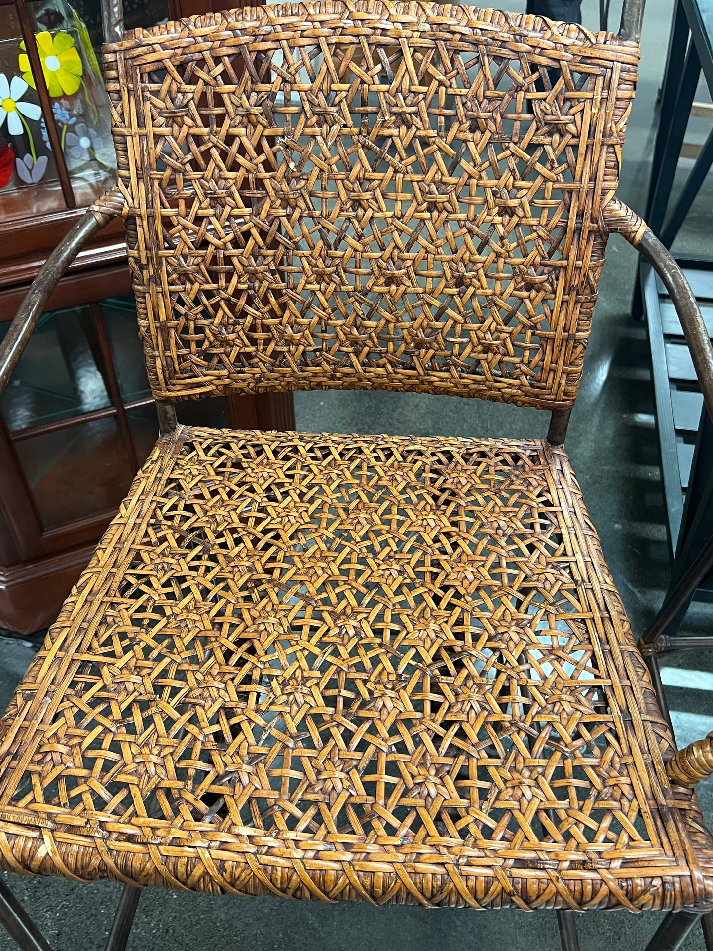 Barstools with Wicker Seats and Backs – Set of 2