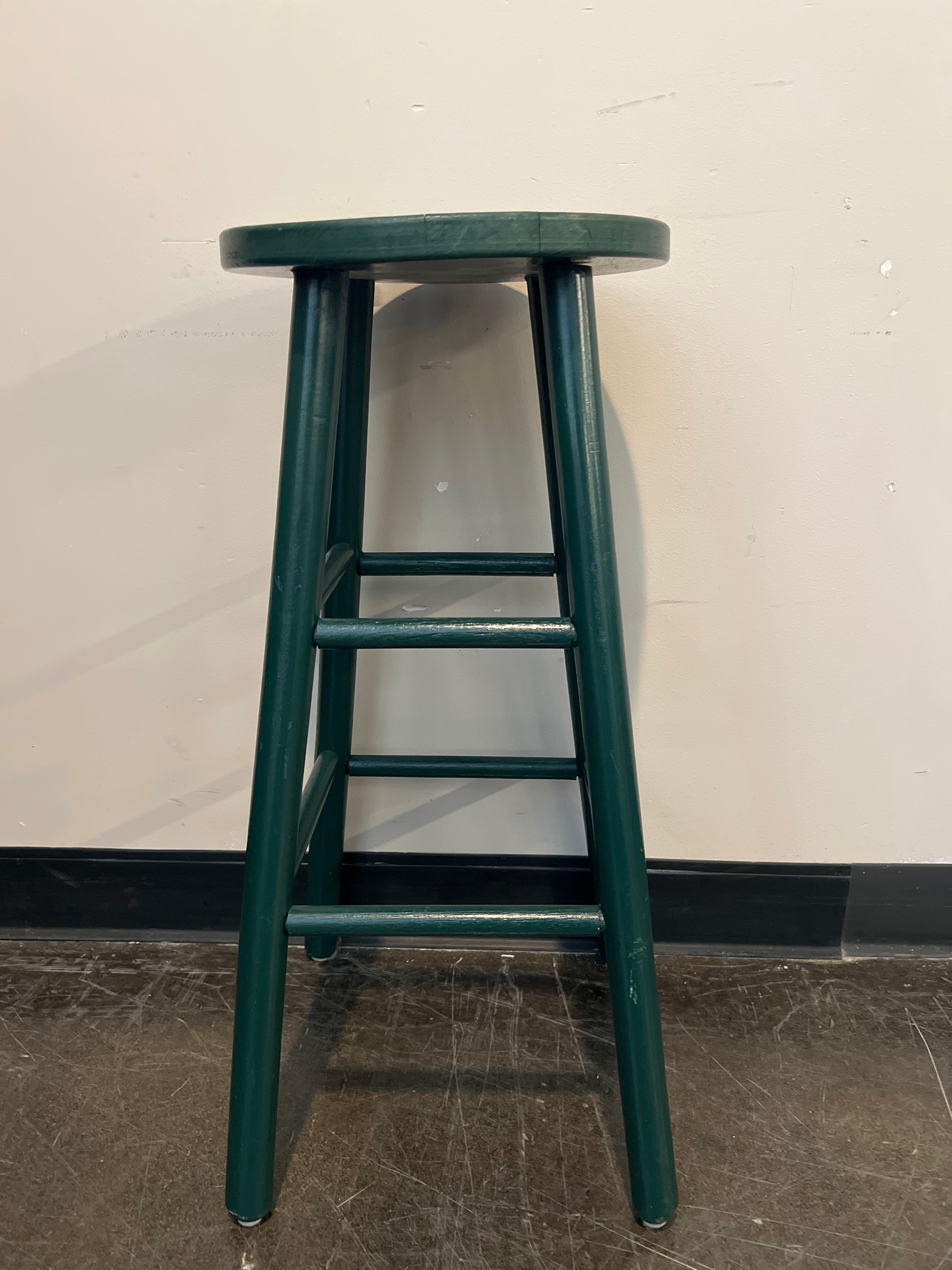 Rustic Dark Green Wooden Stool