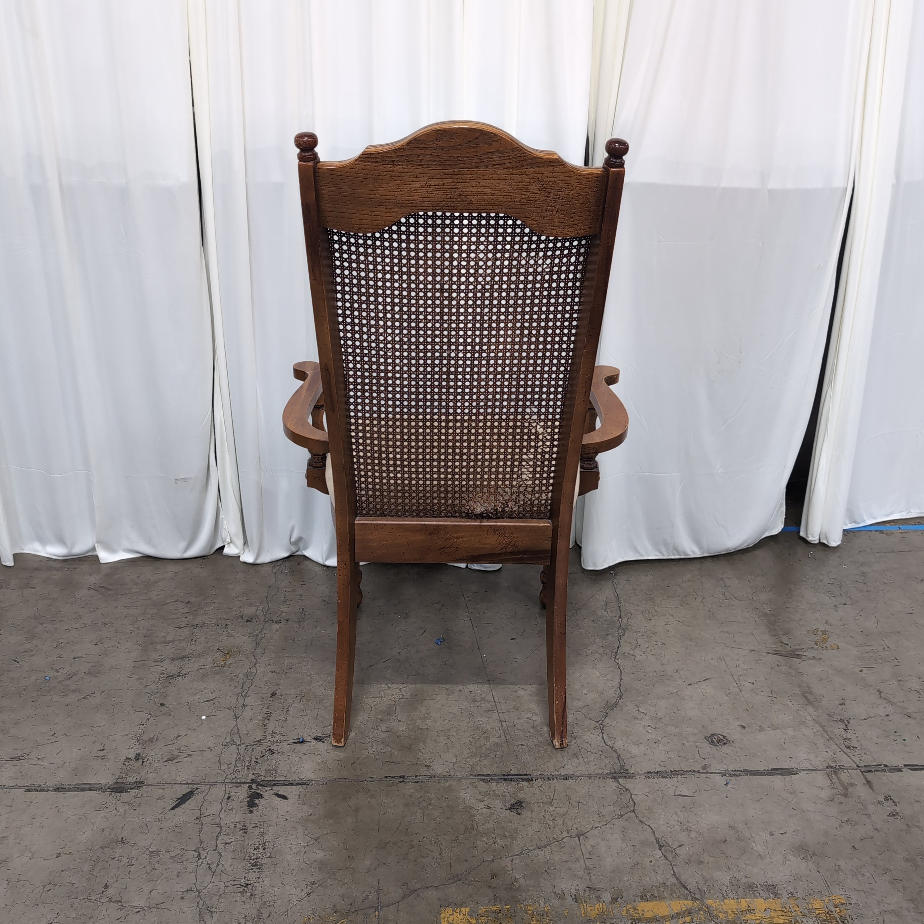 Traditional Wood Cane Back Arm Chair