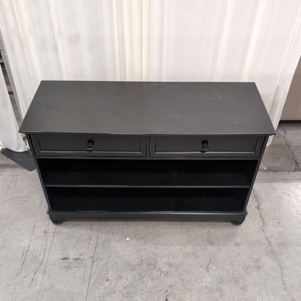 Dark Wood Finish Long TV Stand