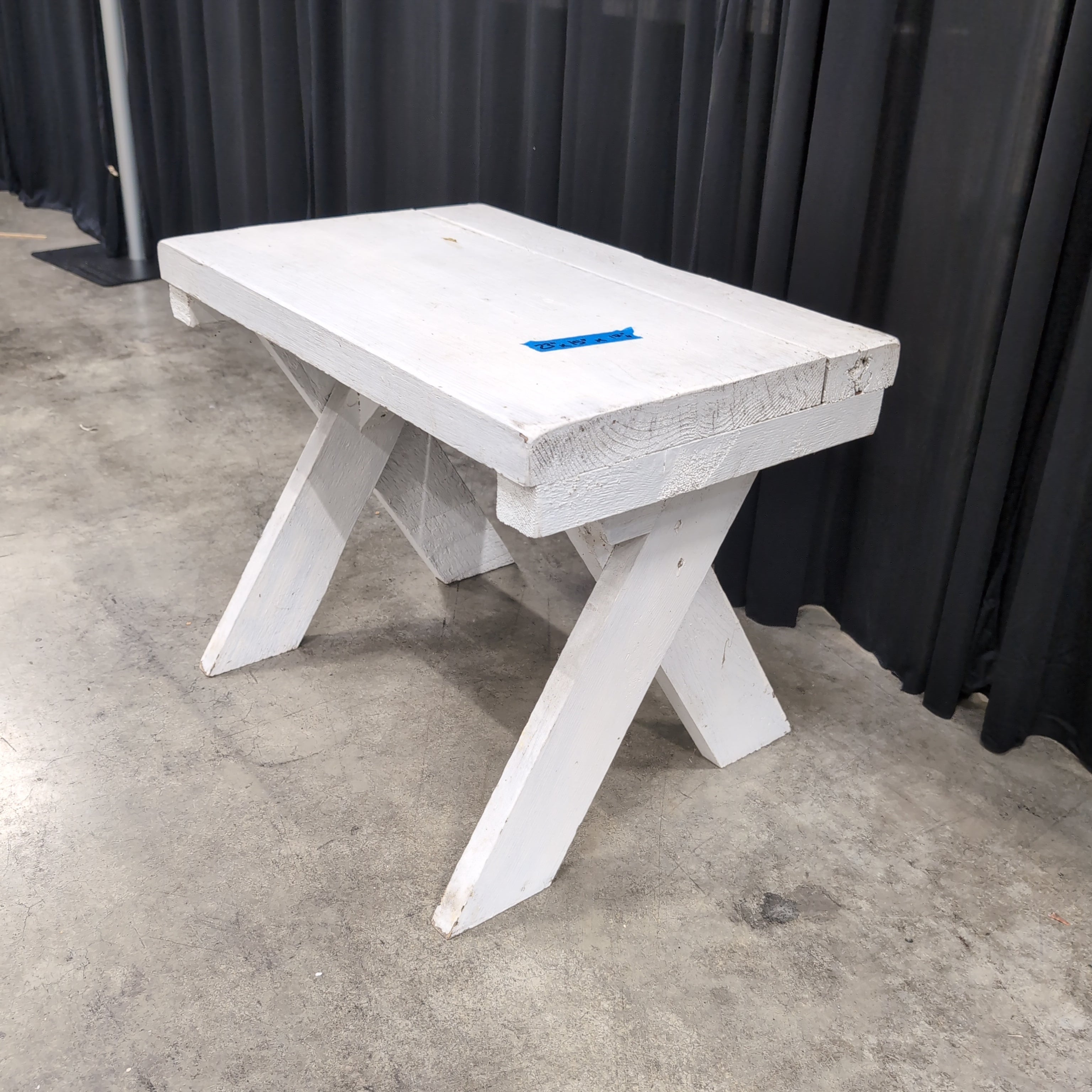 Light Wood Outdoor End Table with X-Base