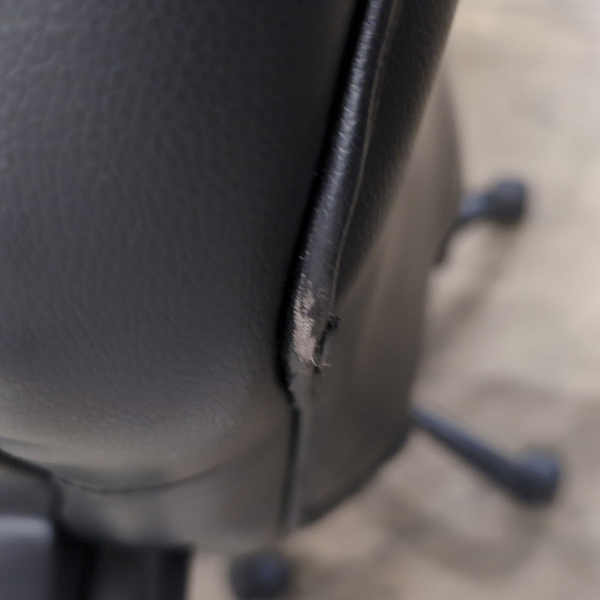Black Faux Leather Swivel Office Chair with Padded Arms