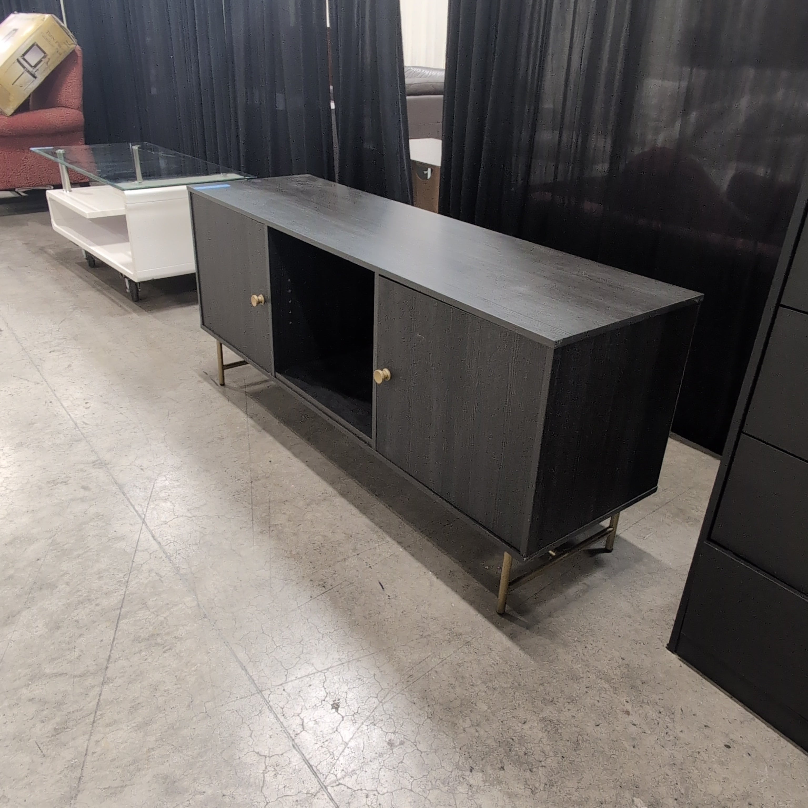 Black Two Door Tv Stand