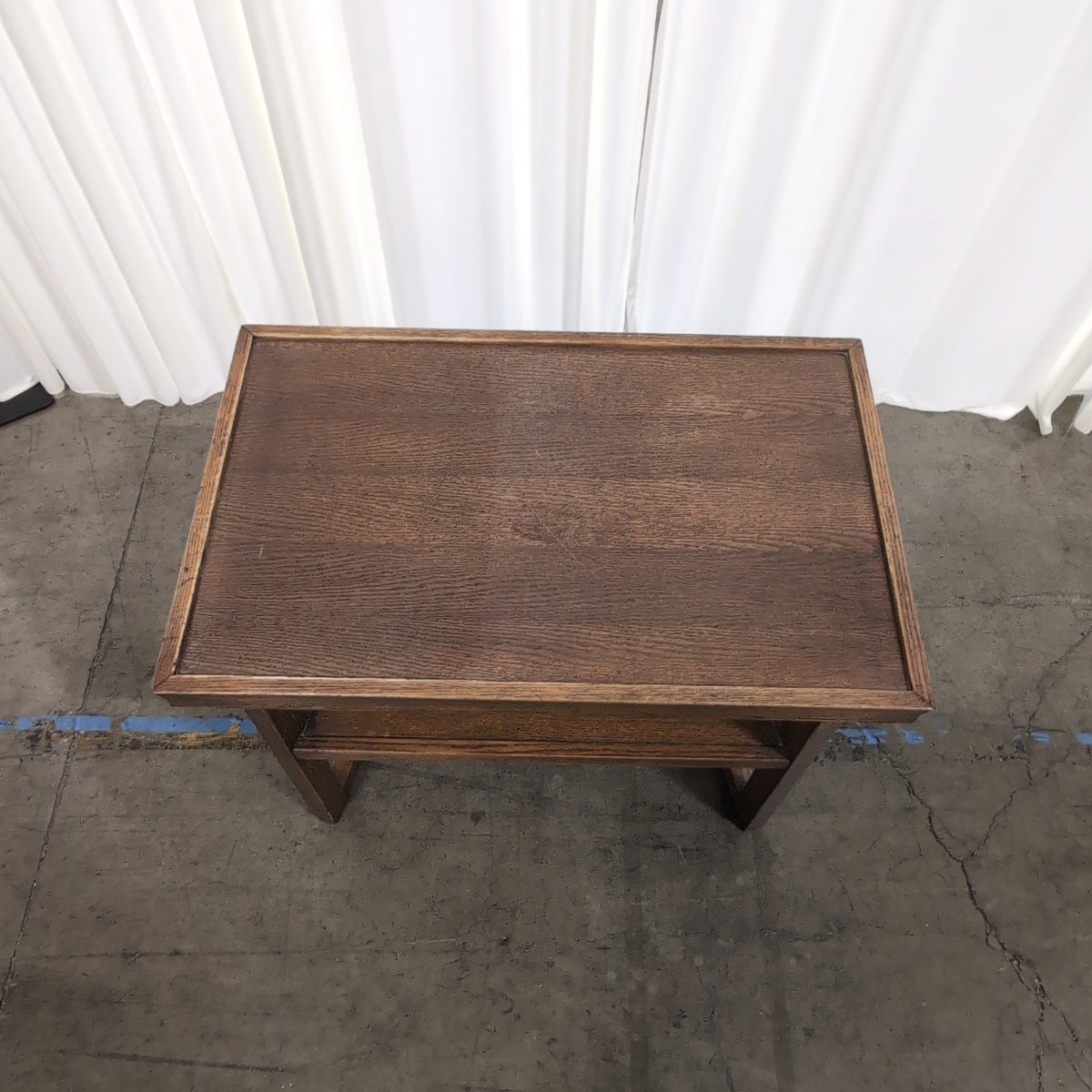Dark Brown Wood End Table with Lower Shelf