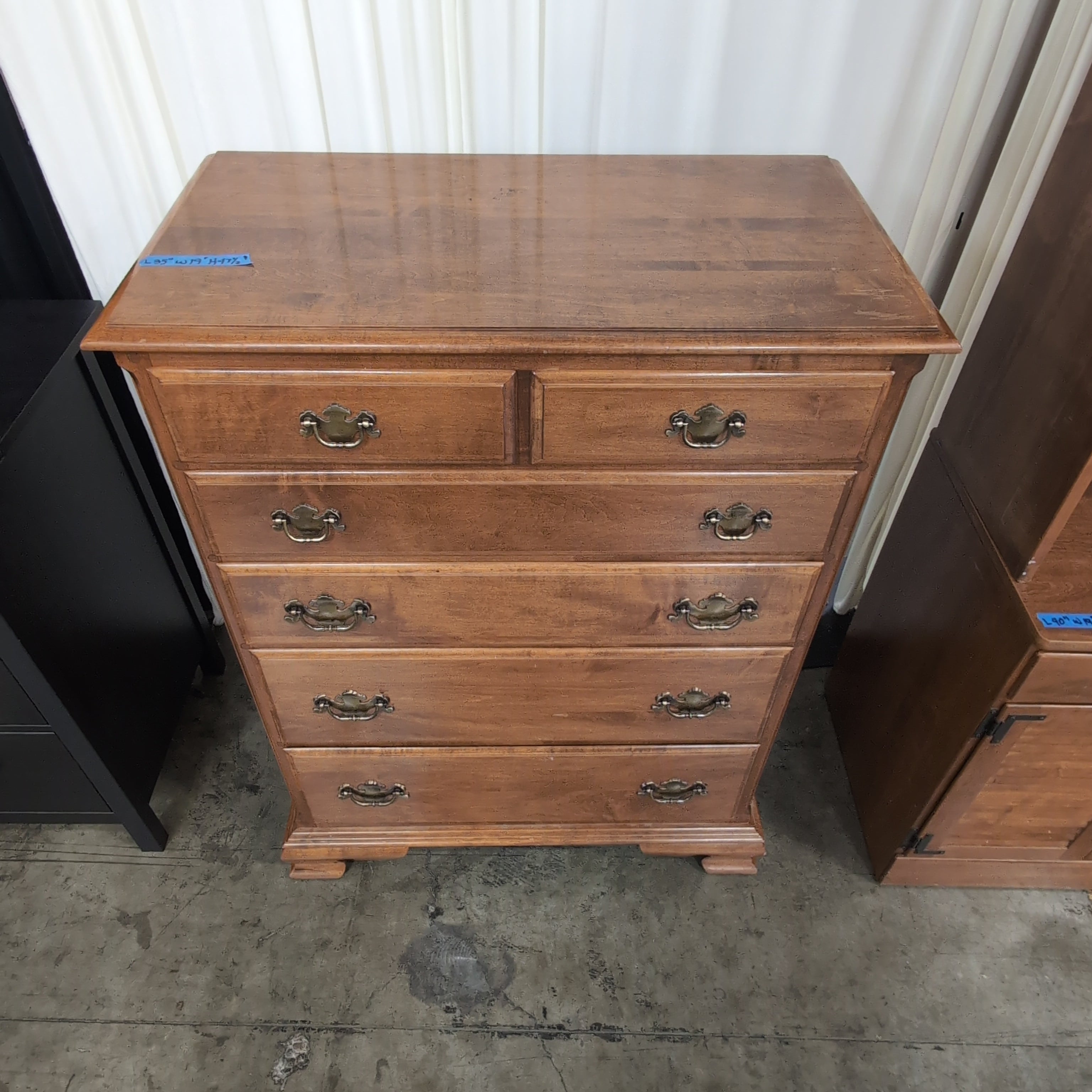 Ethan Allen Traditional Brown Wood Dresser with Ornate Hardware