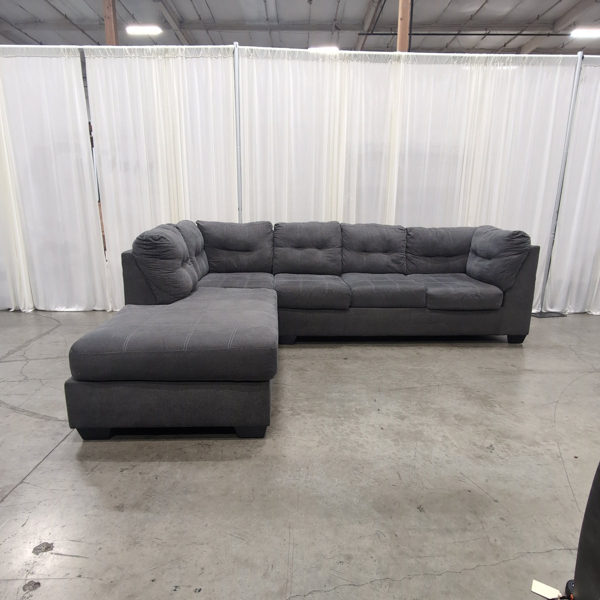 Charcoal Gray Fabric L-Shaped Sectional Couch