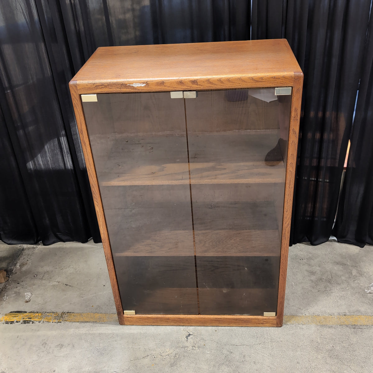 Wood Two-Door Cabinet with Glass Front