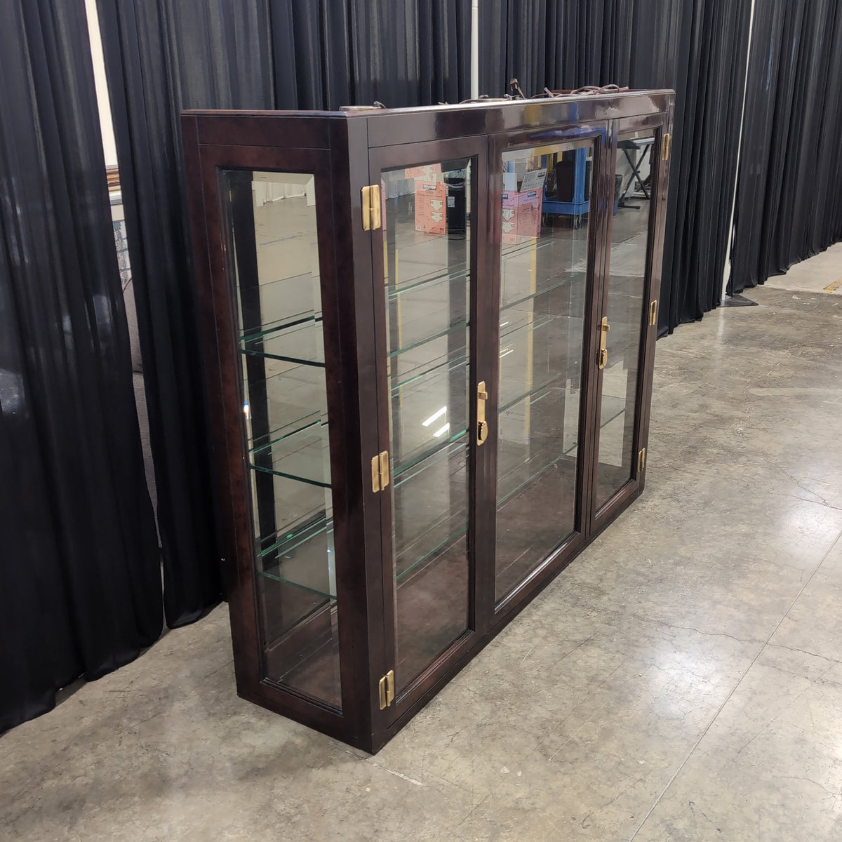Traditional Three-Door China Cabinet in Dark Wood