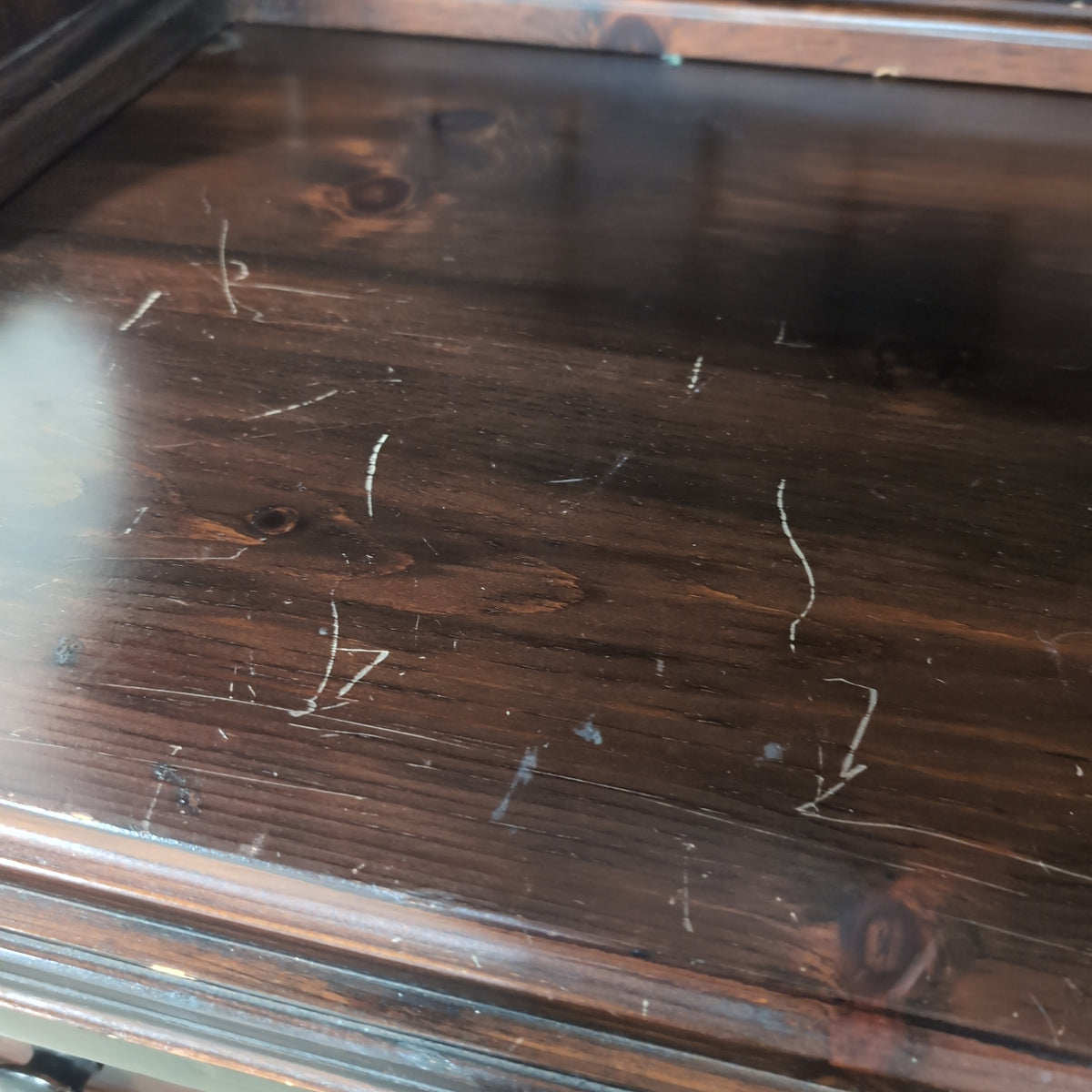 Dark Stained Hardwood China Cabinet and Buffet Set