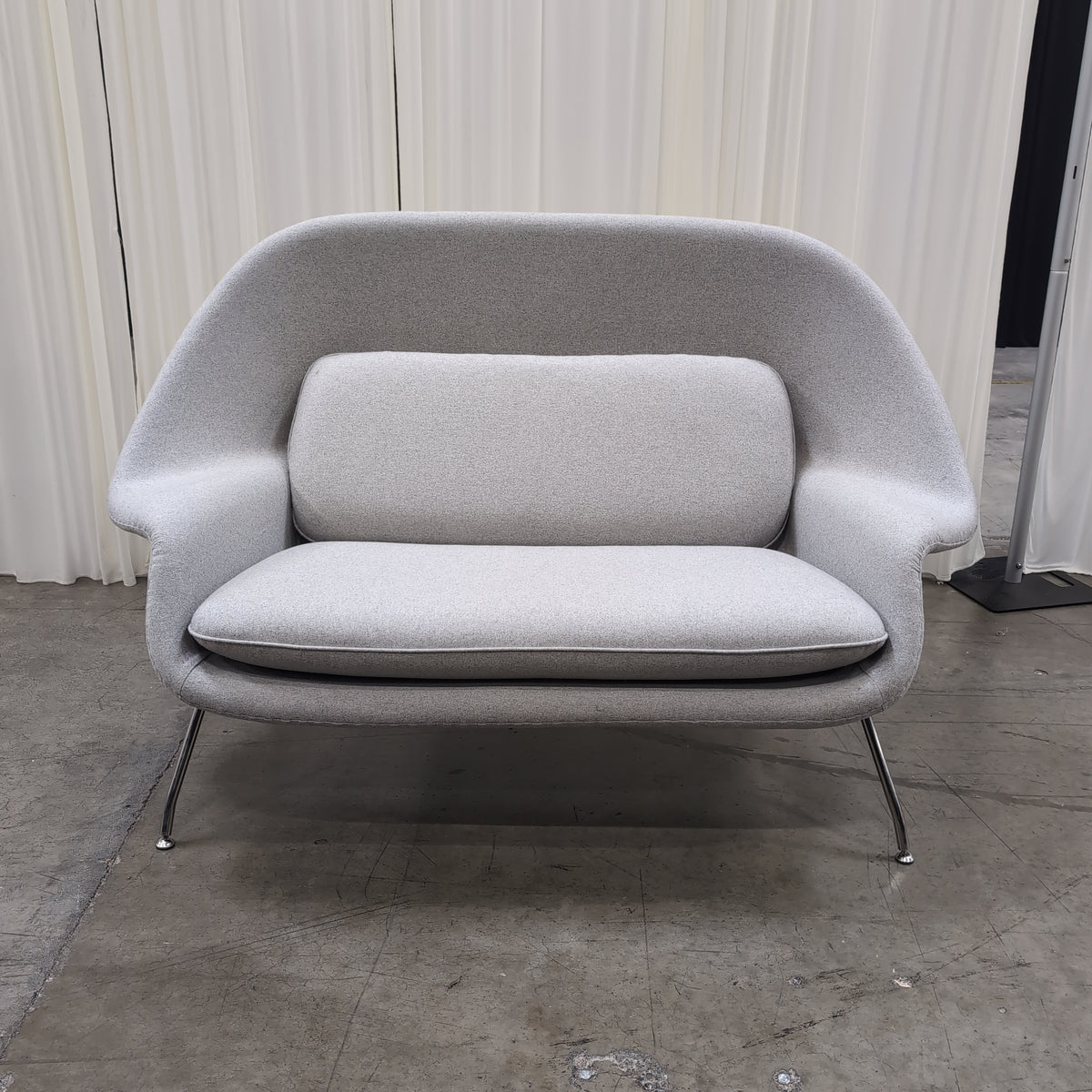 Modern Light Grey Upholstered Bucket Chair