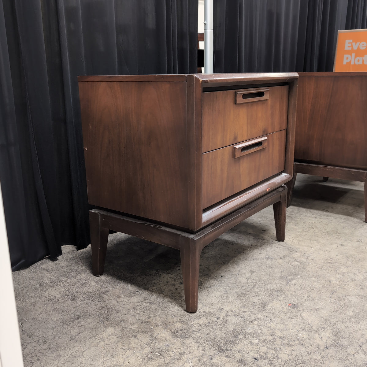 Mid-Century Modern Two-Drawer Nightstand with Integrated Pulls