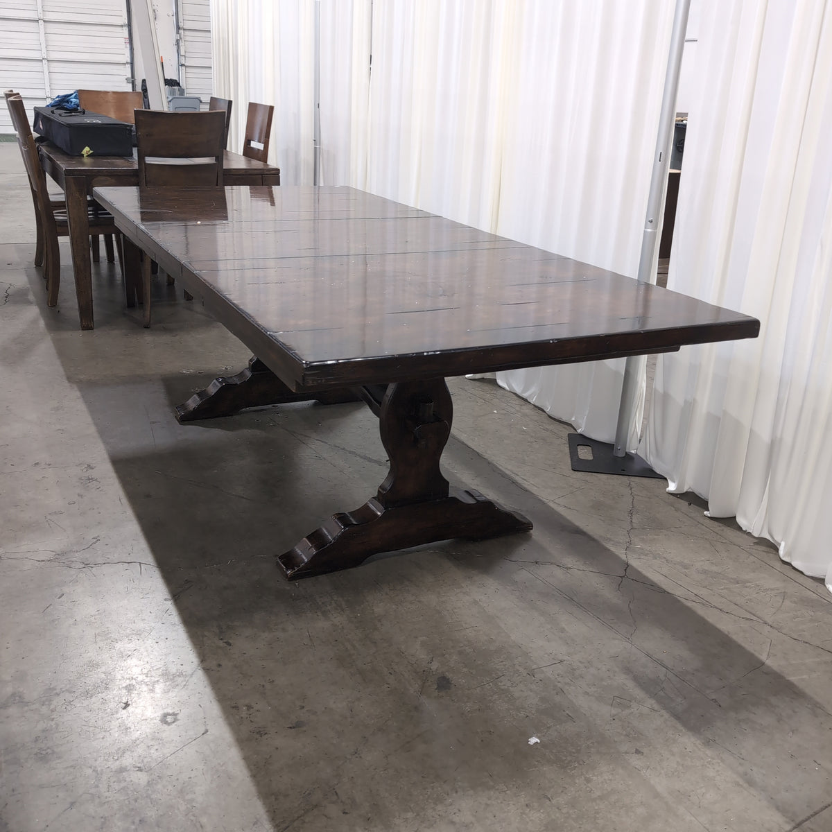 Rustic Dark Wood Plank Top Dining Table