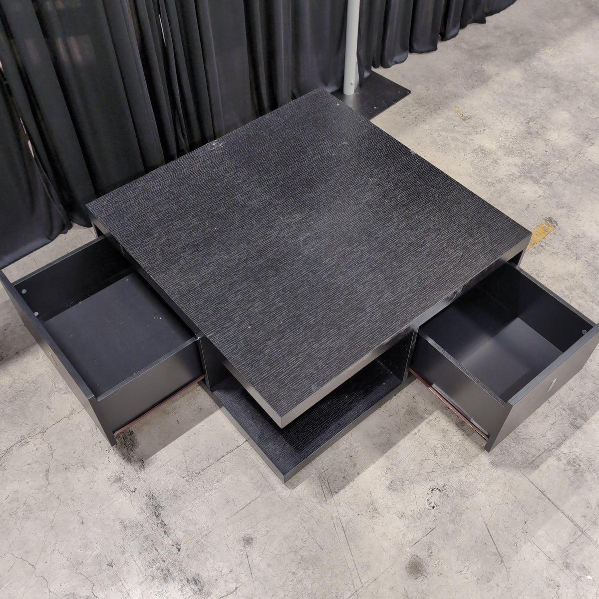 Dark Textured Wood Look Coffee Table with Drawers