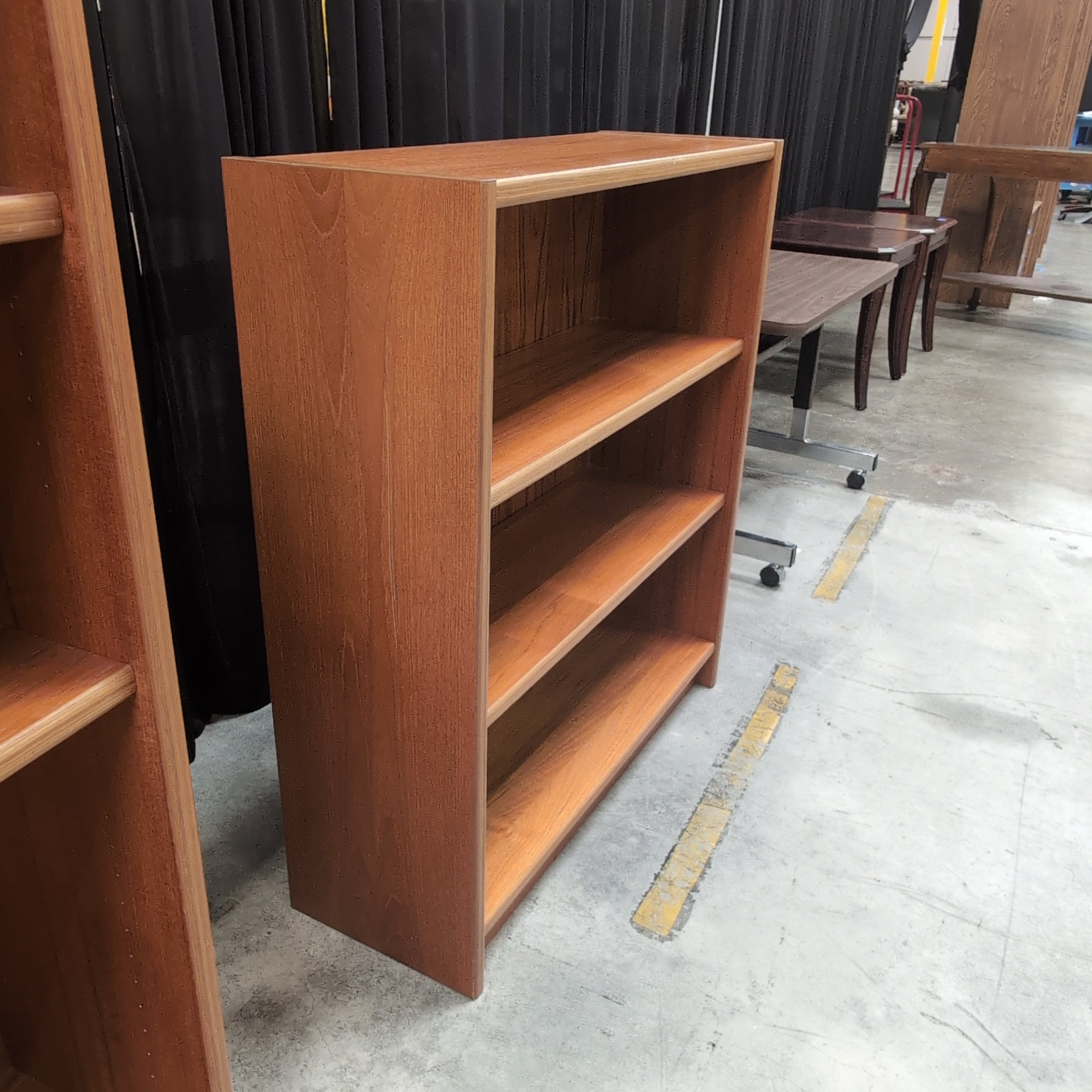 Warm Toned Mid-Century Modern Three-Shelf Bookcase