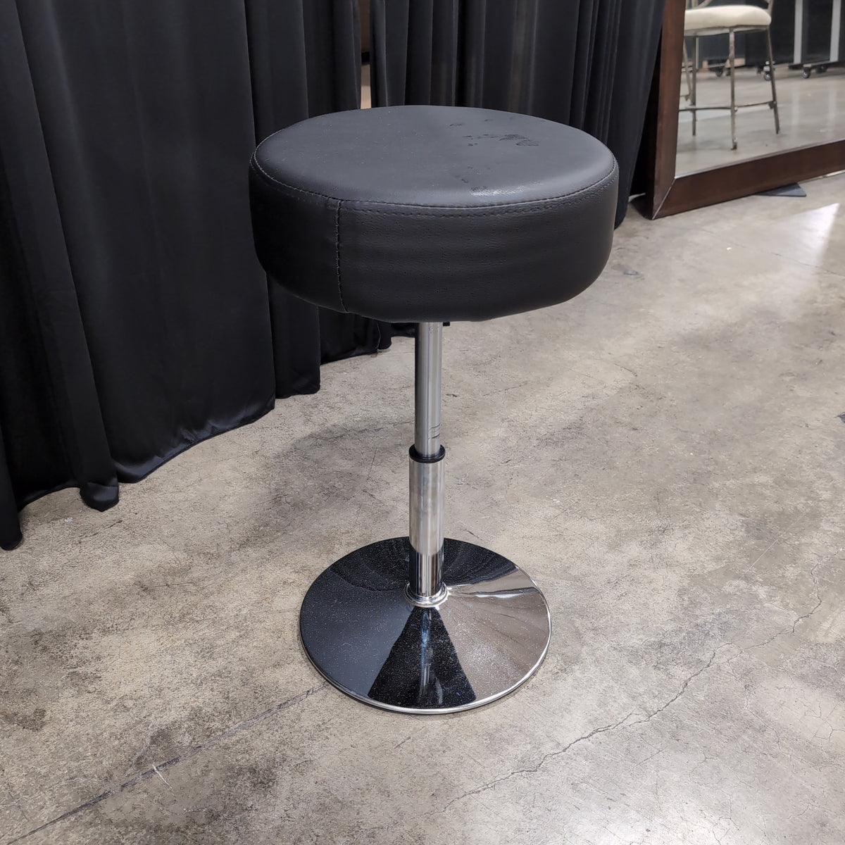 Modern Black Upholstered Adjustable Bar Stool with Chrome Base