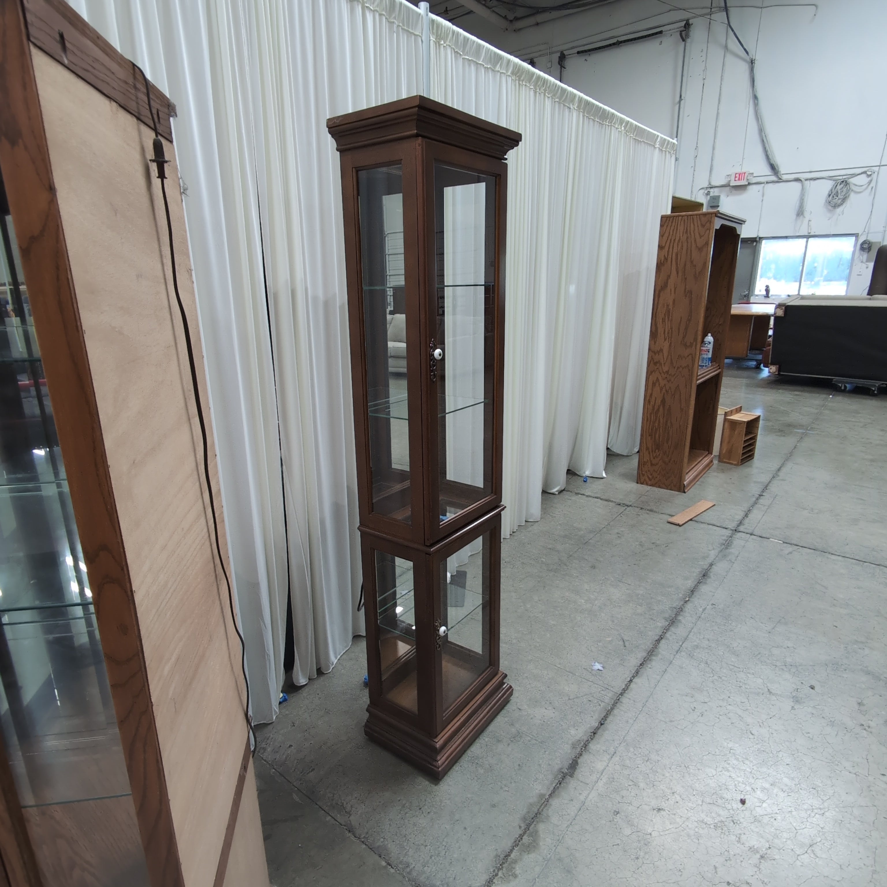 Traditional Dark Wood Two-Section China Cabinet