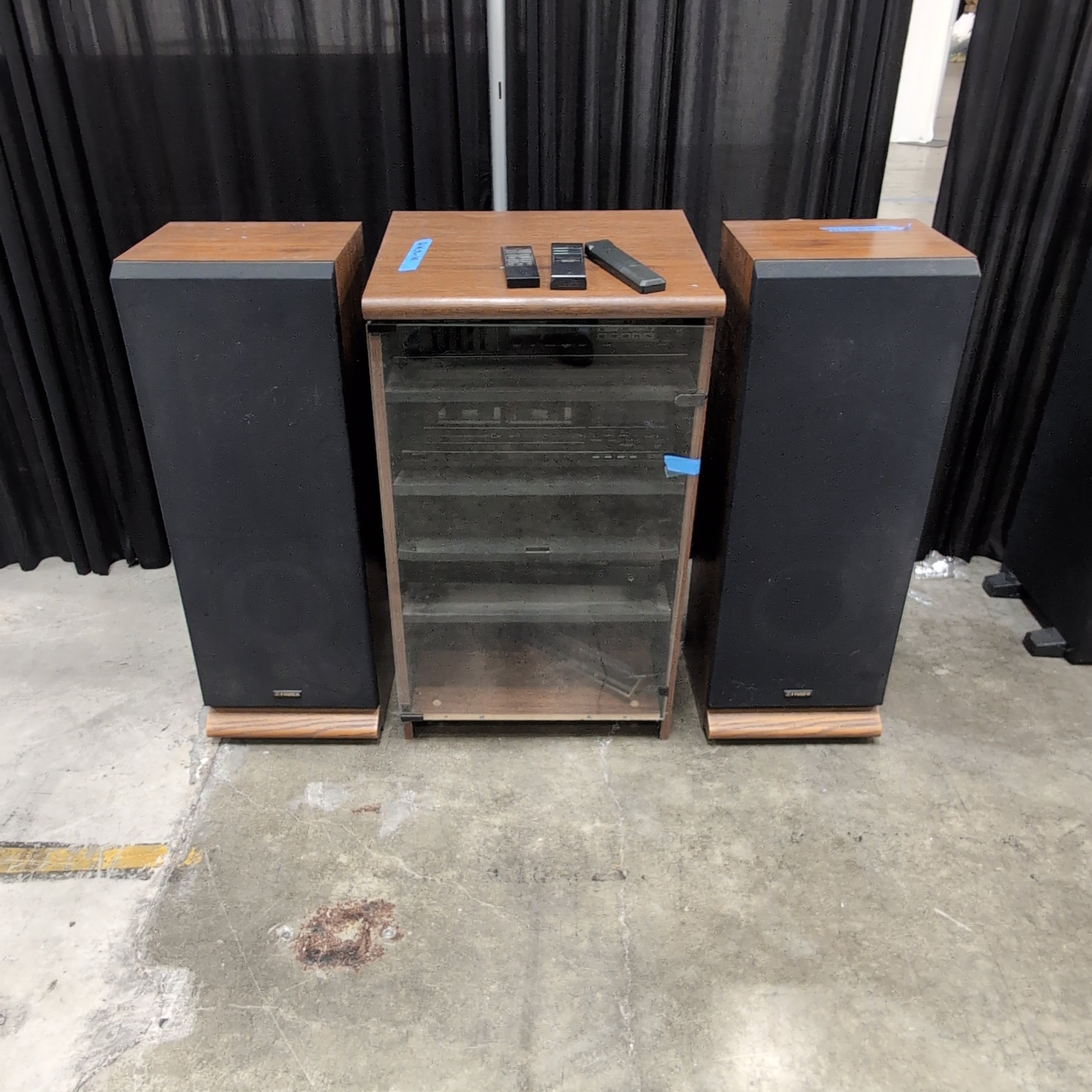 Fisher Wood Audio Component TV Stand with Speakers