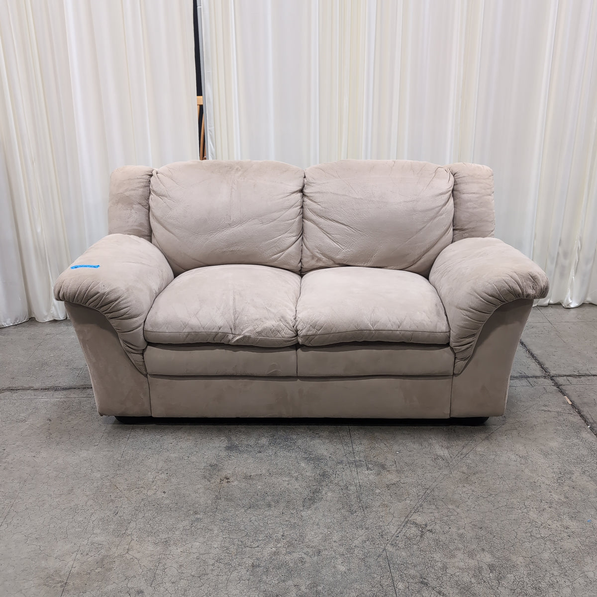 Plush Light Beige Three-Cushion Couch