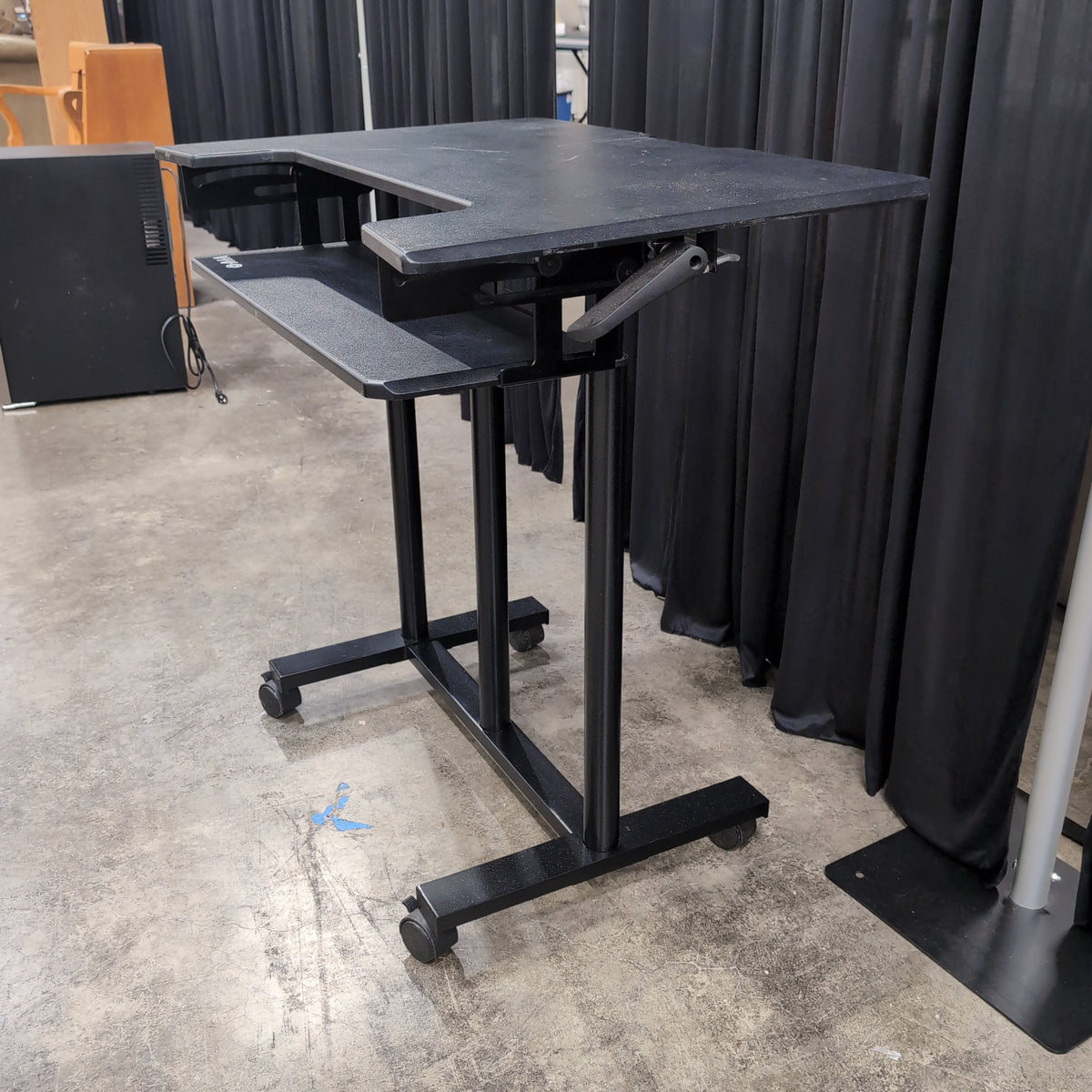 Black Two-Tier Rolling Computer Desk