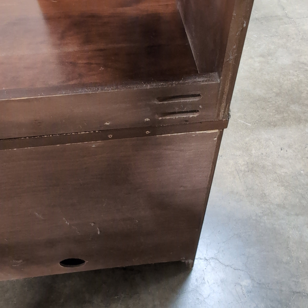 Crate & Barrel-Cherry Finish Wood TV Stand with Glass Doors