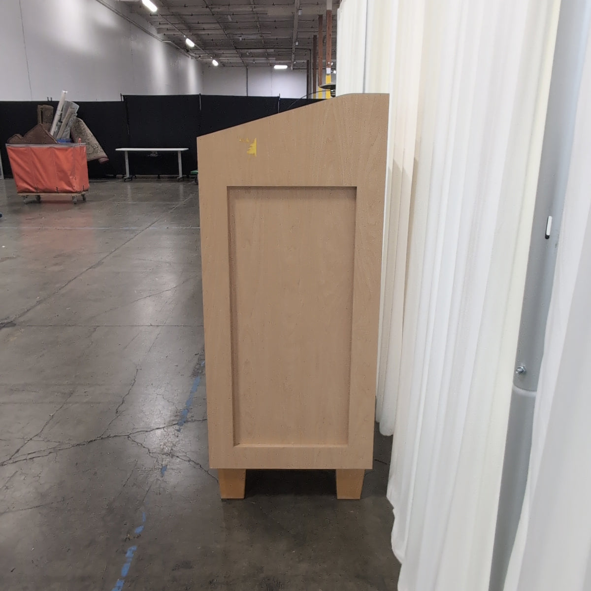 Light Wood Lectern with Storage Shelves