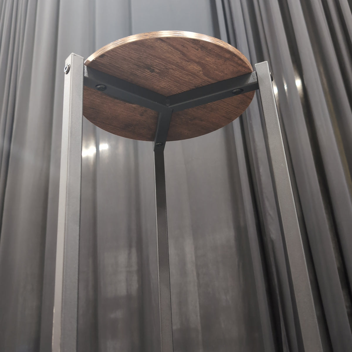 Rustic Brown Wood-Look Two-Tier Plant Stand with Metal Frame