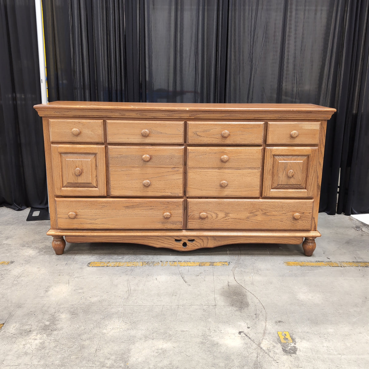 Traditional Wood Dresser with Attached Mirror