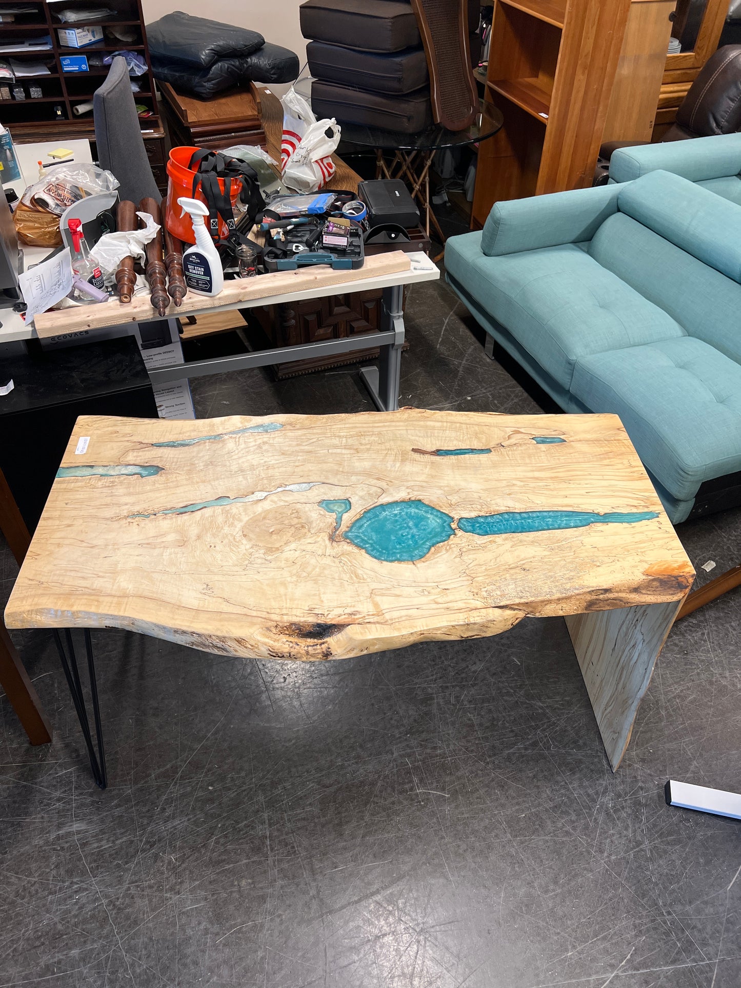 Live Edge Resin River Desk