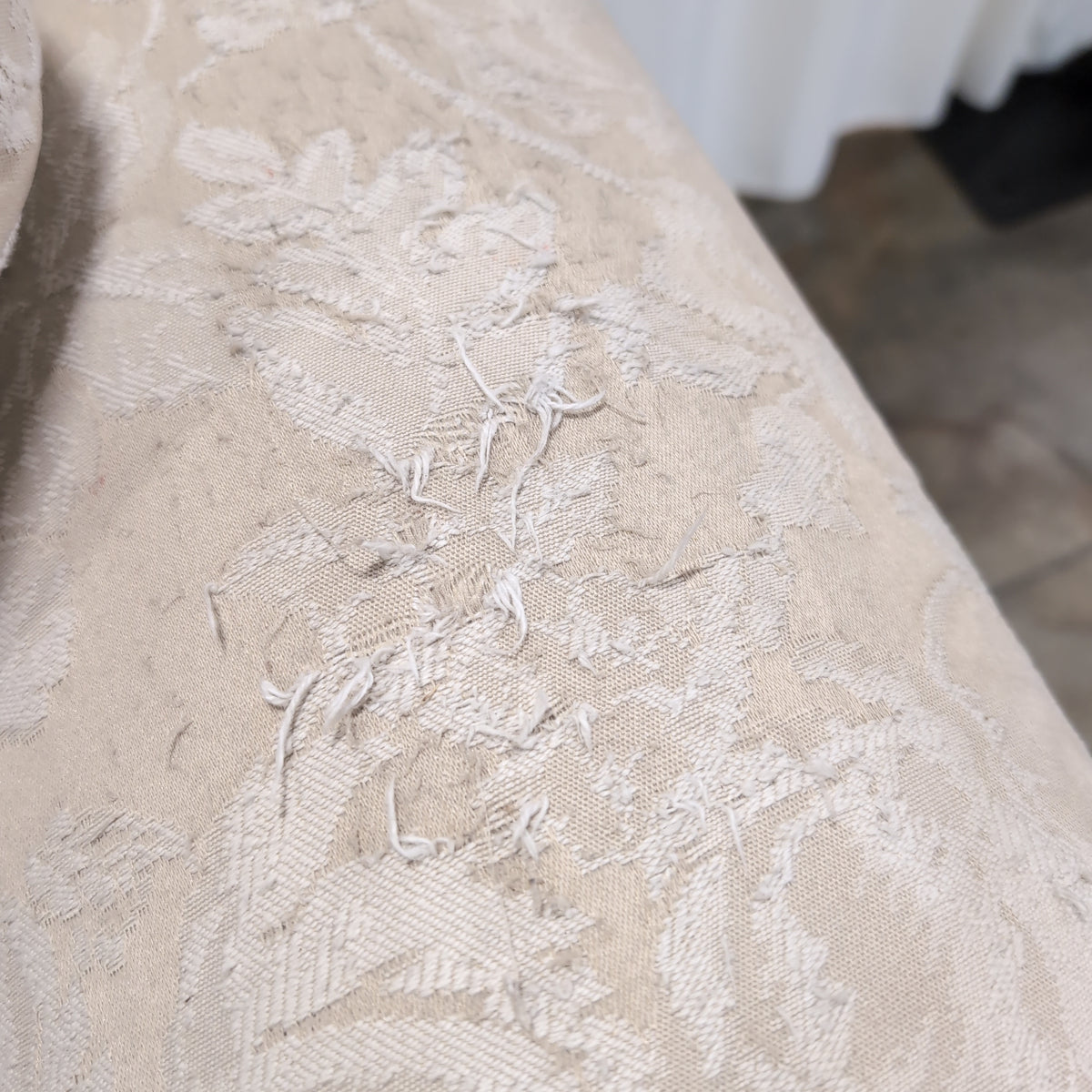 Beige Floral Pattern Rolled Arm Couch