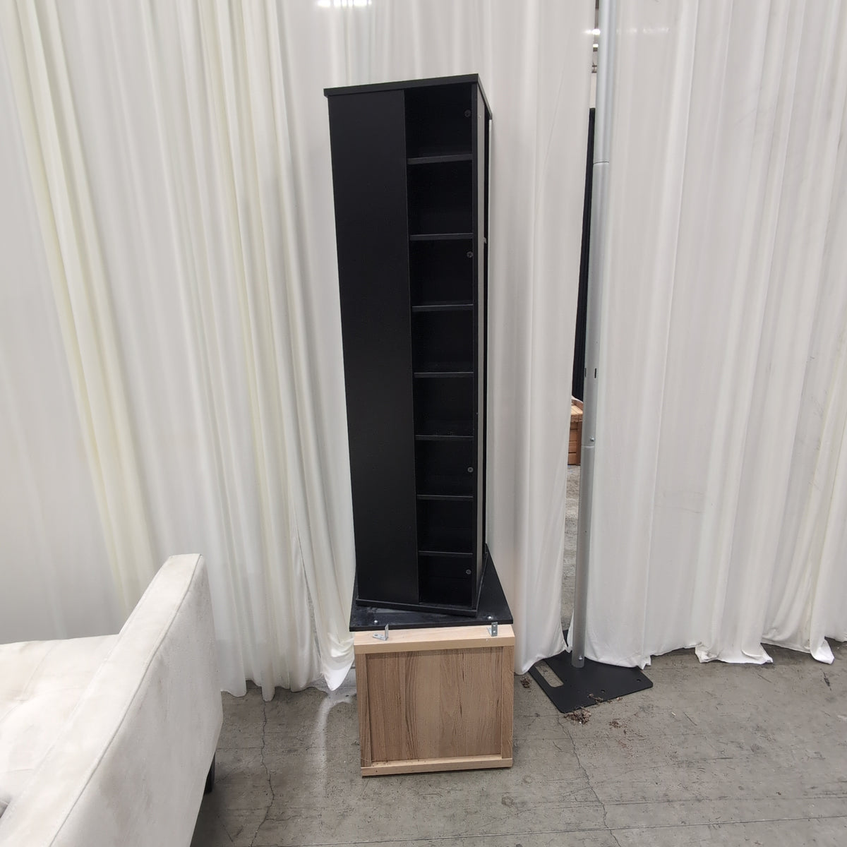 Black Rotating Multi-Shelf Media Tower