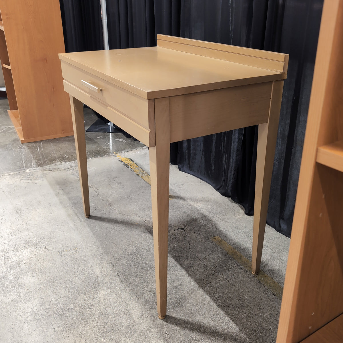 Light Wood and Glass Top Vanity with Needlepoint Stool