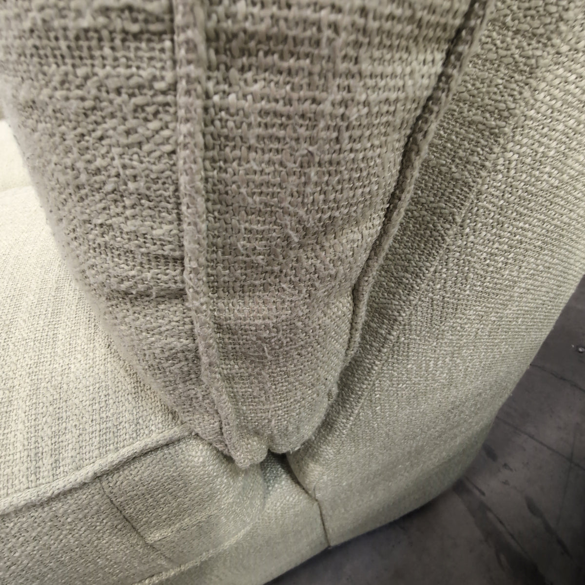 Light Green Upholstered Loveseat with Single Arm
