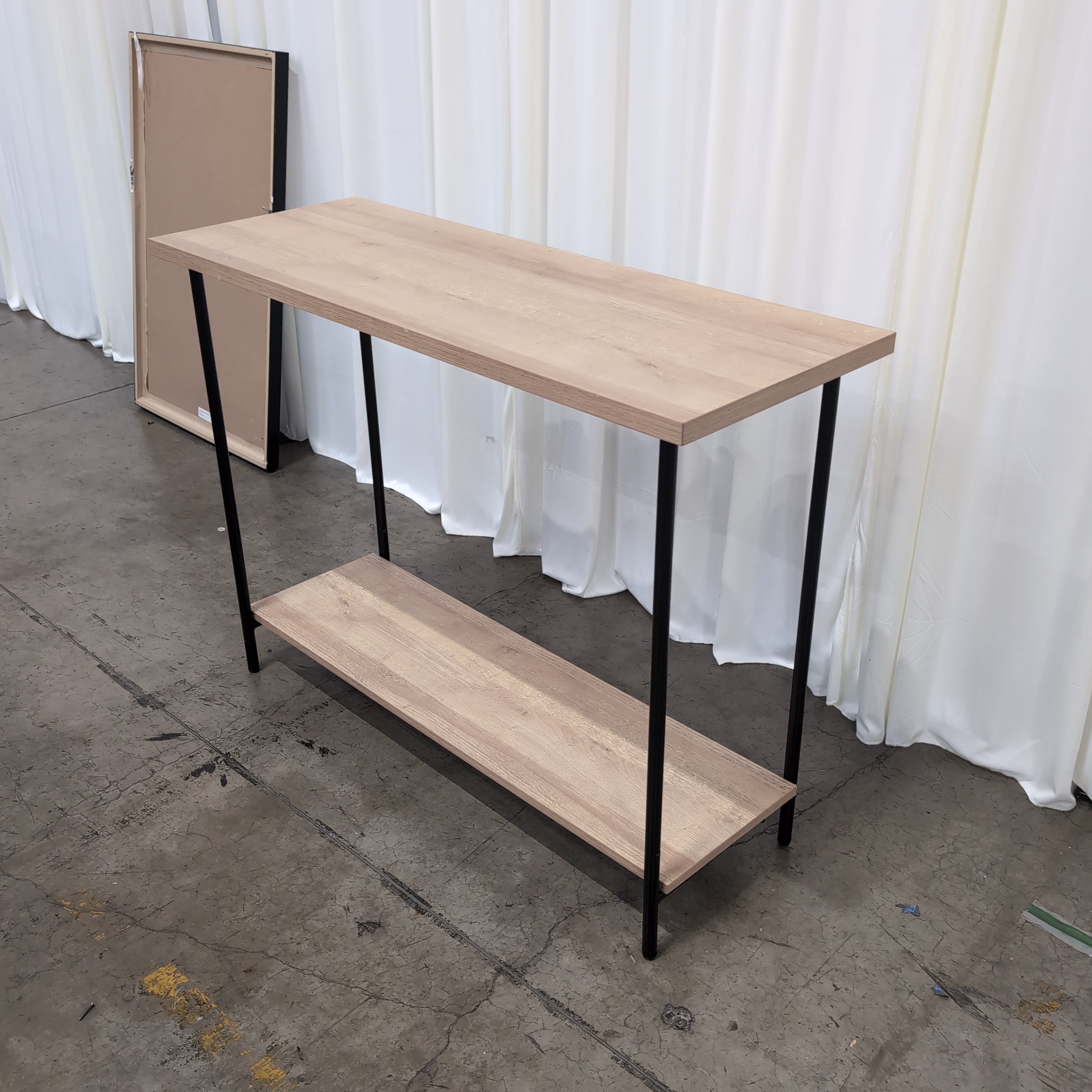 Minimalist Light Wood Console Table with Two Shelves
