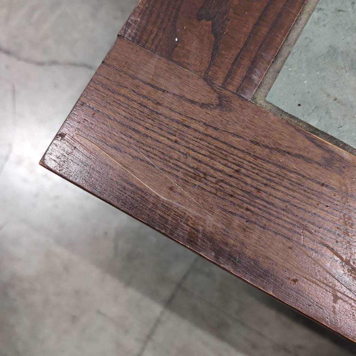 Dark Wood Rectangular Coffee Table with Tile Top