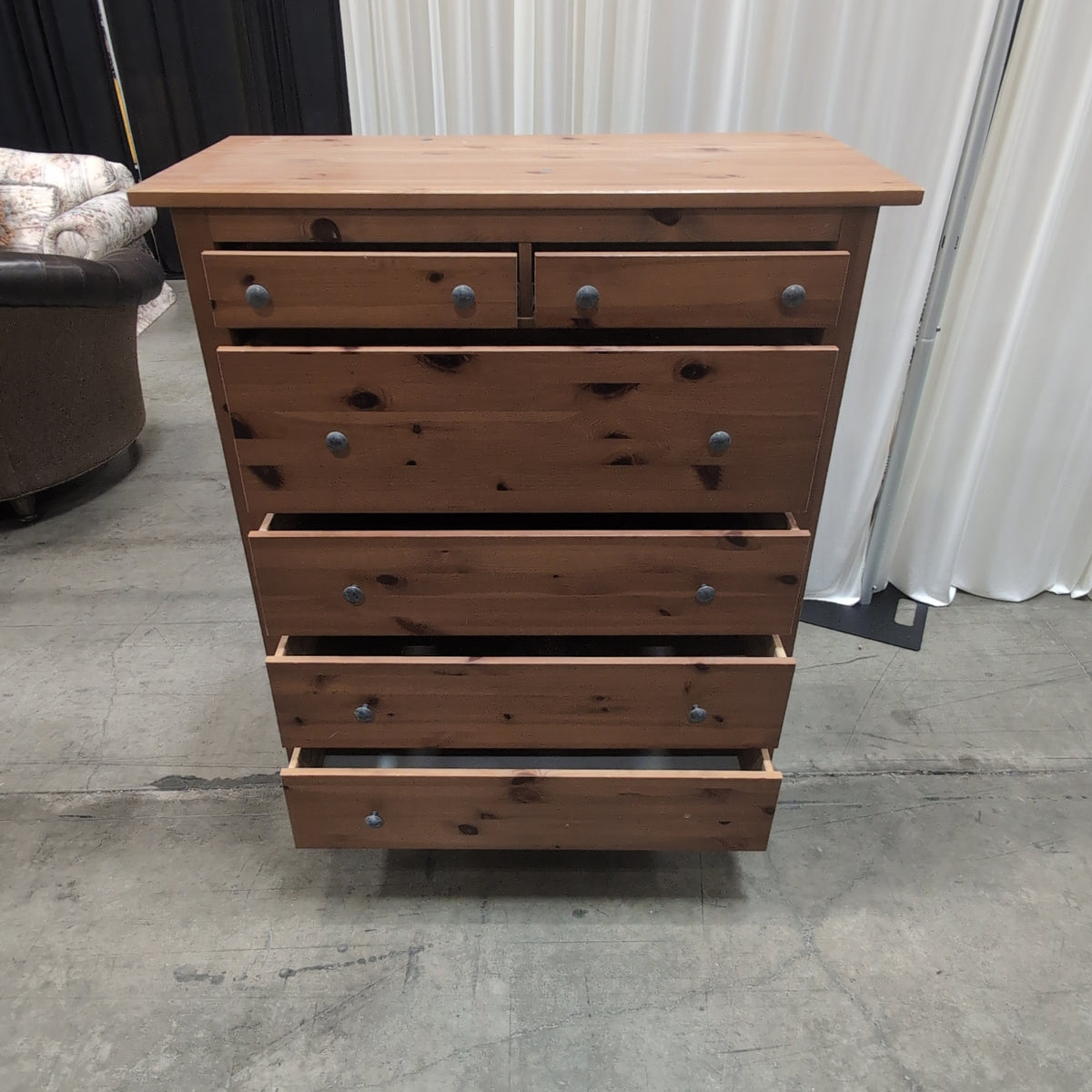 Natural Pine Six-Drawer Dresser
