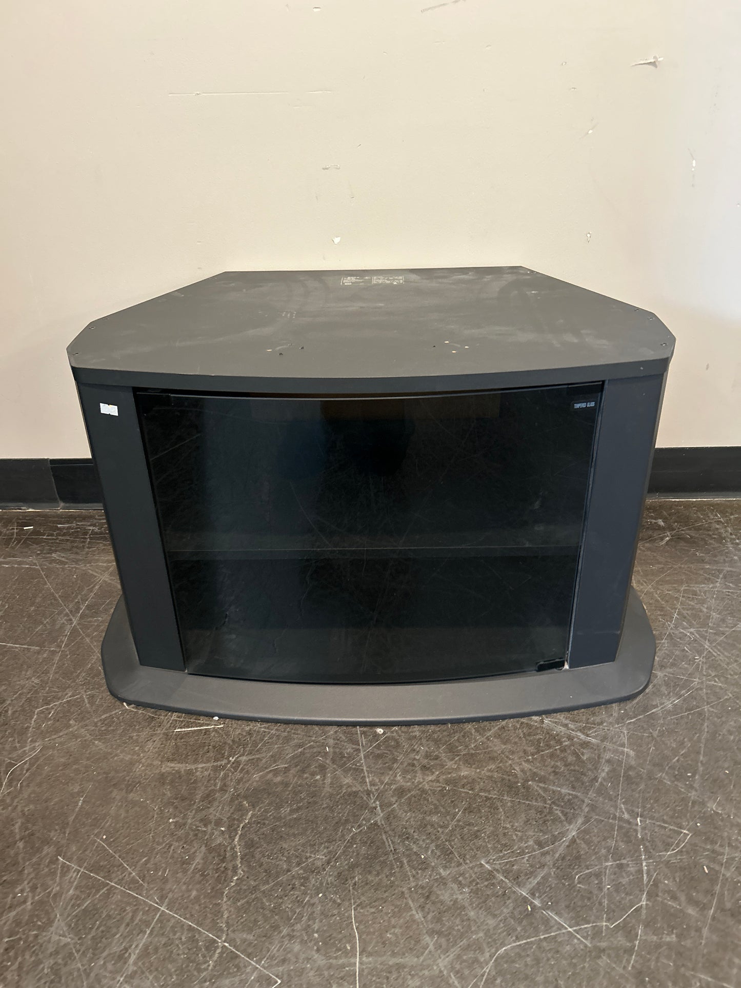 Black Glass-Door Corner Media Console