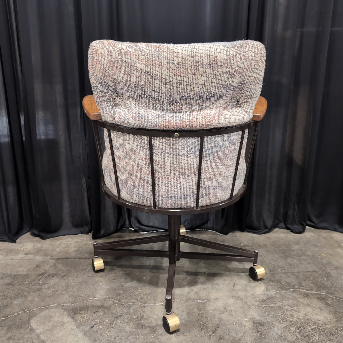 Patterned Upholstered Office Chair with Wood Arms