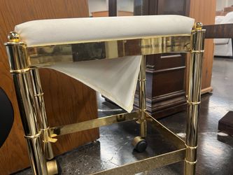 Vintage Small Golden Ottoman with Casters