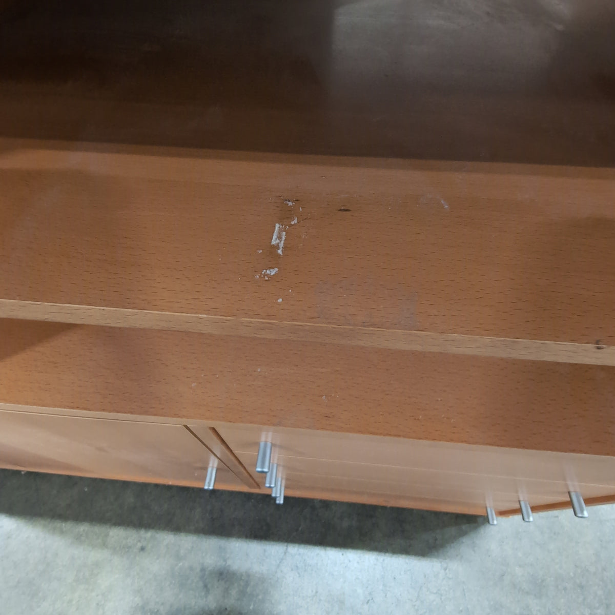 Light Wood Tone Open Shelf TV Stand